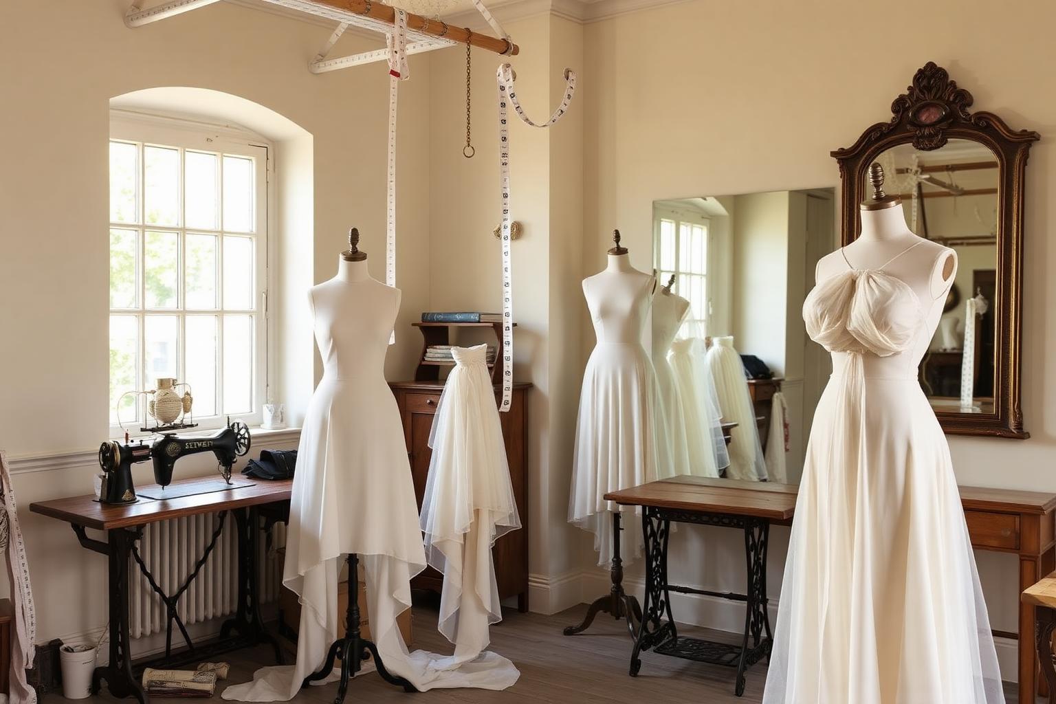 The Nedybel atelier in Baldwin, NY with vintage dress forms and natural light